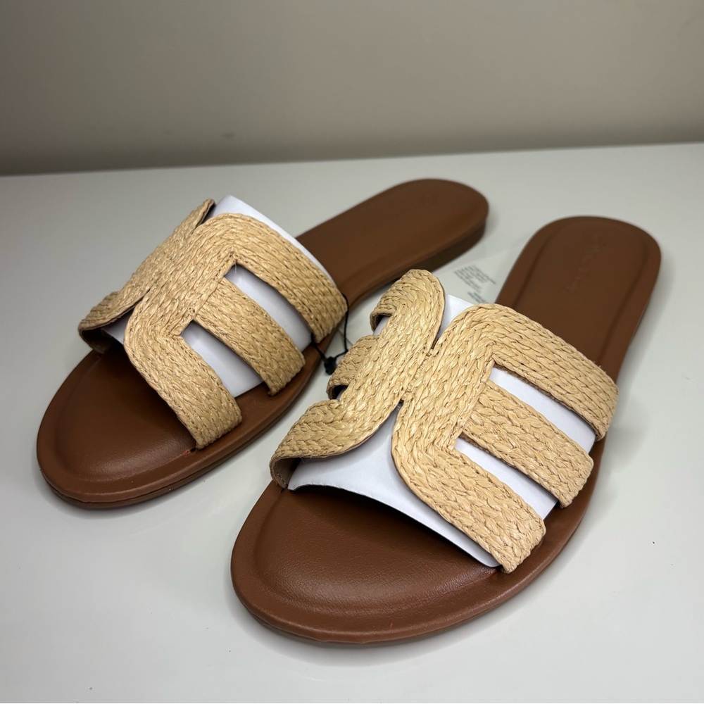 The Drop Monika H-band Raffia Slide Sandal